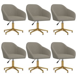 vidaXL Sillas de comedor giratorias 6 uds de terciopelo gris claro