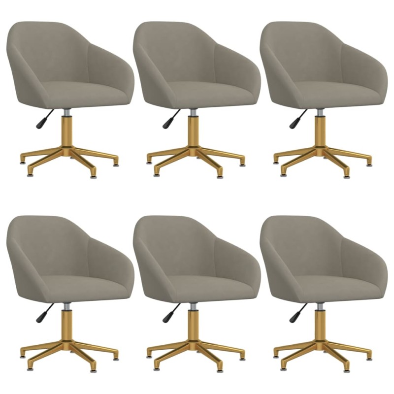 vidaXL Sillas de comedor giratorias 6 uds de terciopelo gris claro vidaXL Sillas de comedor giratorias 6 uds de terciopelo gris claro