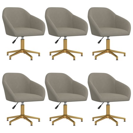 vidaXL Sillas de comedor giratorias 6 uds de terciopelo gris claro