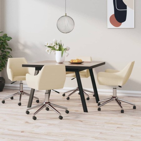 vidaXL Sillas de comedor giratorias 4 unidades tela color crema