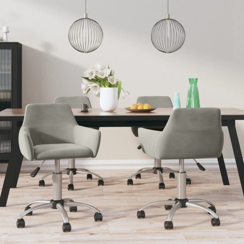 vidaXL Sillas de comedor giratorias 4 unidades terciopelo gris claro vidaXL Sillas de comedor giratorias 4 unidades terciopelo gris claro