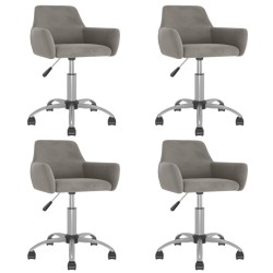vidaXL Sillas de comedor giratorias 4 unidades terciopelo gris claro