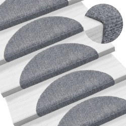 vidaXL Alfombrilla de escaleras 15 uds tela punzonada gris 56x17x3 cm
