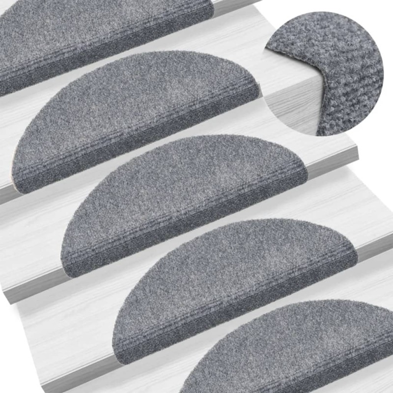 vidaXL Alfombrilla de escaleras 15 uds tela punzonada gris 56x17x3 cm vidaXL Alfombrilla de escaleras 15 uds tela punzonada gris 56x17x3 cm