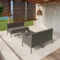 vidaXL Set de muebles de jardín 5 pzas y cojines ratán sintético gris vidaXL Set de muebles de jardín 5 pzas y cojines ratán sintético gris