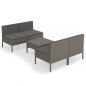 vidaXL Set de muebles de jardín 5 pzas y cojines ratán sintético gris vidaXL Set de muebles de jardín 5 pzas y cojines ratán sintético gris