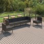 vidaXL Set de muebles de jardín 6 pzas y cojines ratán sintético gris vidaXL Set de muebles de jardín 6 pzas y cojines ratán sintético gris