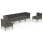 vidaXL Set de muebles de jardín 6 pzas y cojines ratán sintético gris vidaXL Set de muebles de jardín 6 pzas y cojines ratán sintético gris