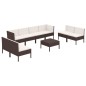 vidaXL Set muebles de jardín 9 pzas y cojines ratán sintético marrón vidaXL Set muebles de jardín 9 pzas y cojines ratán sintético marrón