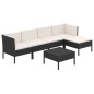 vidaXL Set de muebles de jardín 6 pzas y cojines ratán sintético negro vidaXL Set de muebles de jardín 6 pzas y cojines ratán sintético negro