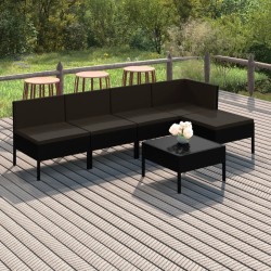 vidaXL Set de muebles de jardín 6 pzas y cojines ratán sintético negro