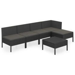 vidaXL Set de muebles de jardín 6 pzas y cojines ratán sintético negro