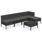 vidaXL Set de muebles de jardín 6 pzas y cojines ratán sintético negro vidaXL Set de muebles de jardín 6 pzas y cojines ratán sintético negro