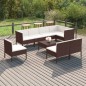 vidaXL Set muebles de jardín 9 pzas y cojines ratán sintético marrón vidaXL Set muebles de jardín 9 pzas y cojines ratán sintético marrón