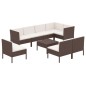 vidaXL Set muebles de jardín 9 pzas y cojines ratán sintético marrón vidaXL Set muebles de jardín 9 pzas y cojines ratán sintético marrón