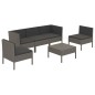 vidaXL Set de muebles de jardín 6 pzas y cojines ratán sintético gris