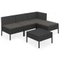 vidaXL Set de muebles de jardín 5 pzas y cojines ratán sintético negro vidaXL Set de muebles de jardín 5 pzas y cojines ratán sintético negro