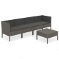vidaXL Set de muebles de jardín 5 pzas y cojines ratán sintético gris vidaXL Set de muebles de jardín 5 pzas y cojines ratán sintético gris