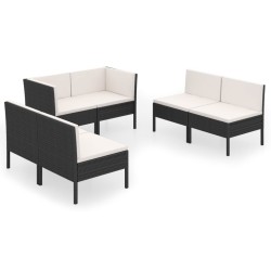 vidaXL Set de muebles de jardín 6 pzas y cojines ratán sintético negro
