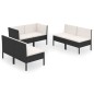 vidaXL Set de muebles de jardín 6 pzas y cojines ratán sintético negro