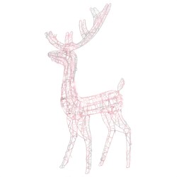 vidaXL Adorno reno de Navidad acrílico blanco cálido 140 LEDs 120 cm