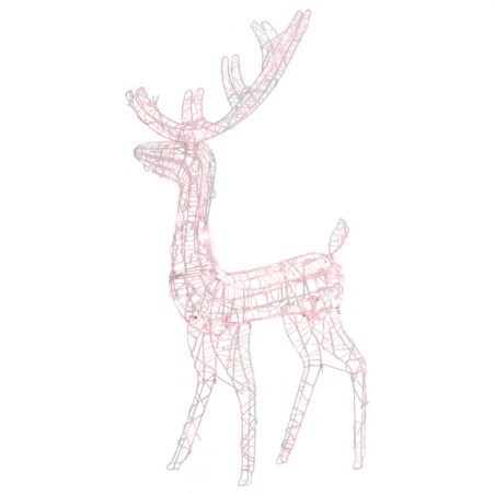 vidaXL Adorno reno de Navidad acrílico blanco cálido 140 LEDs 120 cm