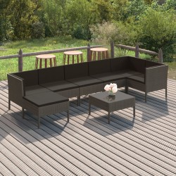 vidaXL Set de muebles de jardín 8 pzas y cojines ratán sintético gris