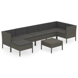 vidaXL Set de muebles de jardín 8 pzas y cojines ratán sintético gris