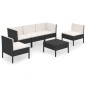 vidaXL Set de muebles de jardín 6 pzas y cojines ratán sintético negro vidaXL Set de muebles de jardín 6 pzas y cojines ratán sintético negro