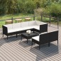 vidaXL Set de muebles de jardín 8 pzas y cojines ratán sintético negro vidaXL Set de muebles de jardín 8 pzas y cojines ratán sintético negro