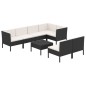 vidaXL Set de muebles de jardín 8 pzas y cojines ratán sintético negro vidaXL Set de muebles de jardín 8 pzas y cojines ratán sintético negro
