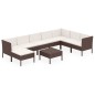 vidaXL Set muebles de jardín 9 pzas y cojines ratán sintético marrón vidaXL Set muebles de jardín 9 pzas y cojines ratán sintético marrón
