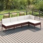 vidaXL Set muebles de jardín 5 pzas y cojines ratán sintético marrón vidaXL Set muebles de jardín 5 pzas y cojines ratán sintético marrón
