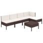 vidaXL Set muebles de jardín 6 pzas y cojines ratán sintético marrón vidaXL Set muebles de jardín 6 pzas y cojines ratán sintético marrón