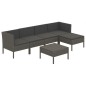 vidaXL Set de muebles de jardín 6 pzas y cojines ratán sintético gris
