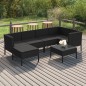 vidaXL Set de muebles de jardín 7 pzas y cojines ratán sintético negro vidaXL Set de muebles de jardín 7 pzas y cojines ratán sintético negro