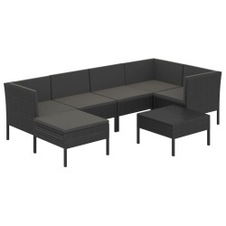 vidaXL Set de muebles de jardín 7 pzas y cojines ratán sintético negro
