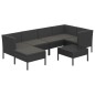 vidaXL Set de muebles de jardín 7 pzas y cojines ratán sintético negro vidaXL Set de muebles de jardín 7 pzas y cojines ratán sintético negro