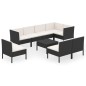 vidaXL Set de muebles de jardín 9 pzas y cojines ratán sintético negro vidaXL Set de muebles de jardín 9 pzas y cojines ratán sintético negro