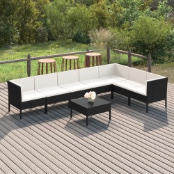 vidaXL Set de muebles de jardín 8 pzas y cojines ratán sintético negro