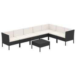 vidaXL Set de muebles de jardín 8 pzas y cojines ratán sintético negro