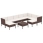vidaXL Set muebles de jardín 10 pzas y cojines ratán sintético marrón