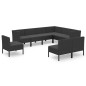 vidaXL Set de muebles de jardín 9 pzas cojines ratán sintético negro
