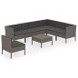 vidaXL Set de muebles de jardín 8 pzas y cojines ratán sintético gris vidaXL Set de muebles de jardín 8 pzas y cojines ratán sintético gris