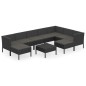 vidaXL Set de muebles de jardín 10 pzas cojines ratán sintético negro vidaXL Set de muebles de jardín 10 pzas cojines ratán sintético negro