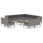 vidaXL Set de muebles de jardín 12 pzas y cojines ratán sintético gris vidaXL Set de muebles de jardín 12 pzas y cojines ratán sintético gris