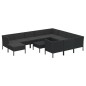 vidaXL Set muebles de jardín 12 pzas y cojines ratán sintético negro vidaXL Set muebles de jardín 12 pzas y cojines ratán sintético negro