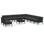 vidaXL Set muebles de jardín 12 pzas y cojines ratán sintético negro vidaXL Set muebles de jardín 12 pzas y cojines ratán sintético negro