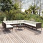 vidaXL Set muebles de jardín 12 pzas y cojines ratán sintético marrón vidaXL Set muebles de jardín 12 pzas y cojines ratán sintético marrón