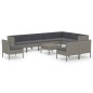 vidaXL Set de muebles de jardín 11 pzas y cojines ratán sintético gris vidaXL Set de muebles de jardín 11 pzas y cojines ratán sintético gris
